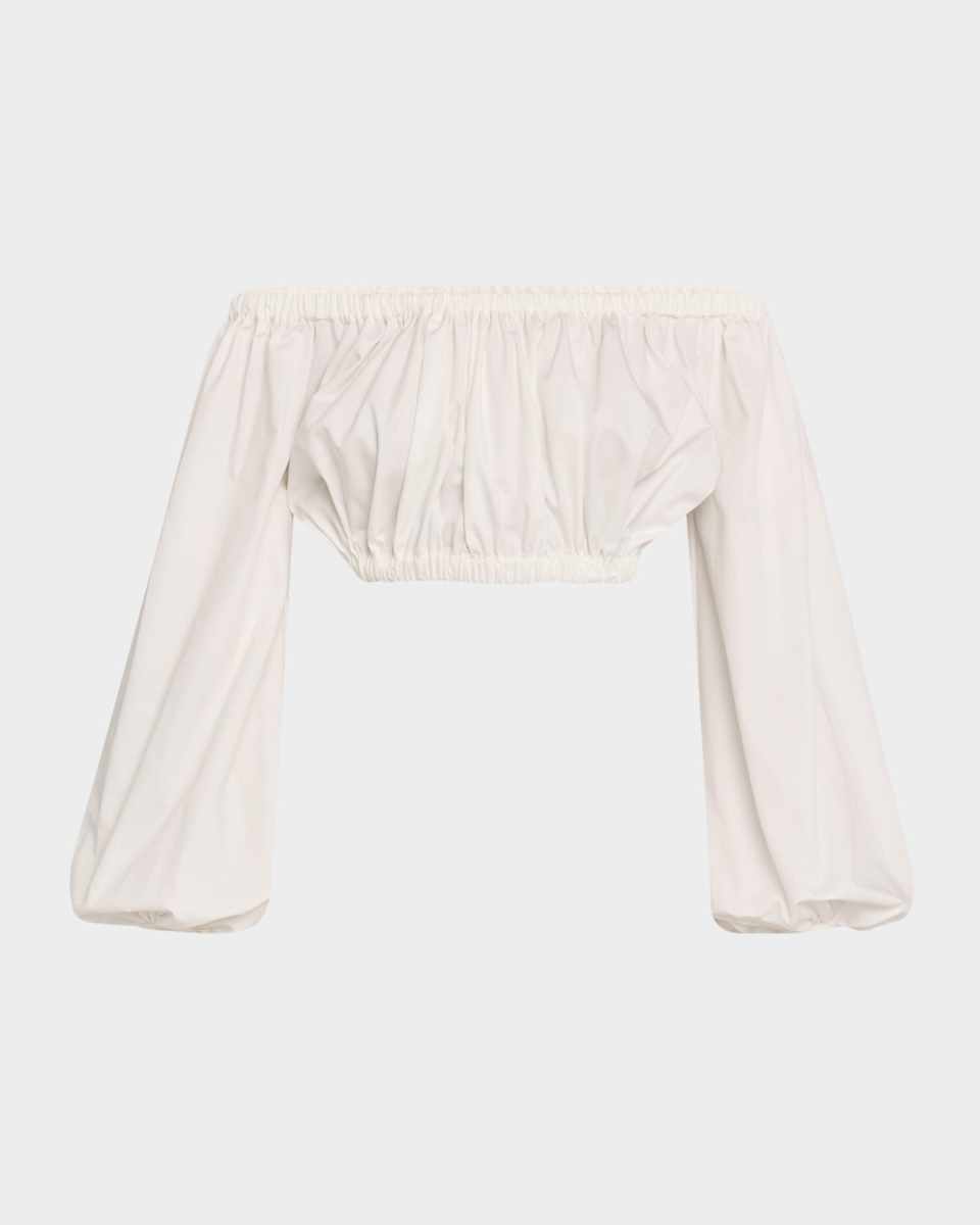 Oro Off-The-Shoulder Cotton Poplin Sateen Crop Top